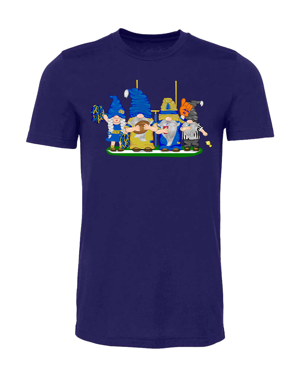 Blue & Gold Football Gnomes on Men's T-shirt (similar to LA)