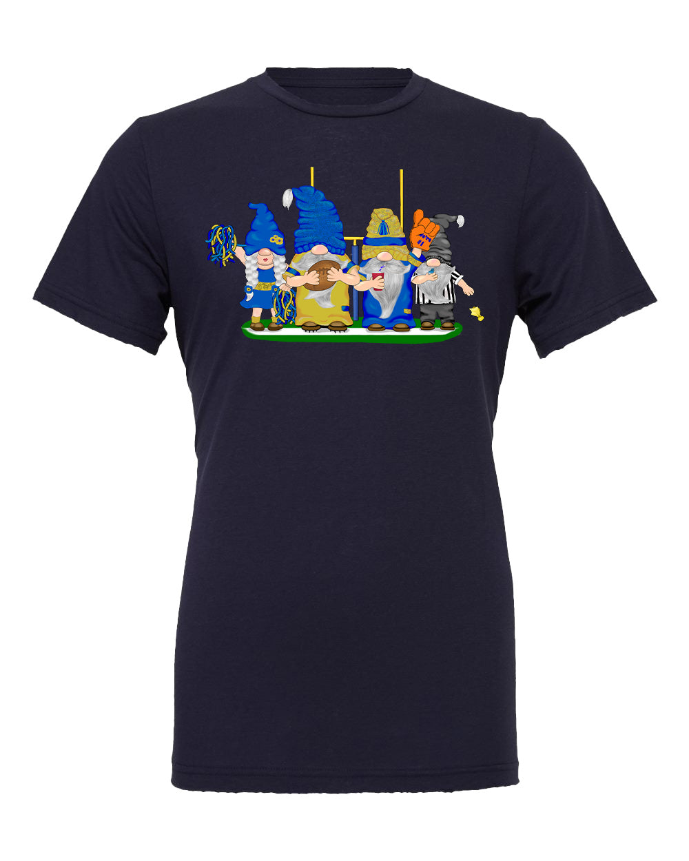 Blue & Gold Football Gnomes on Men's T-shirt (similar to LA)