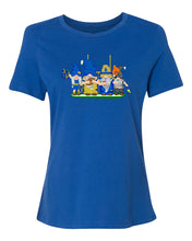 Load image into Gallery viewer, Blue &amp; Gold Football Gnomes on Women&#39;s T-shirt (similar to LA)
