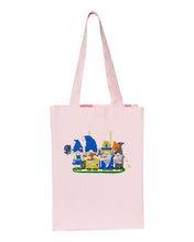 Load image into Gallery viewer, Blue &amp; Gold Football Gnomes  (similar to LA) on Gusset Tote
