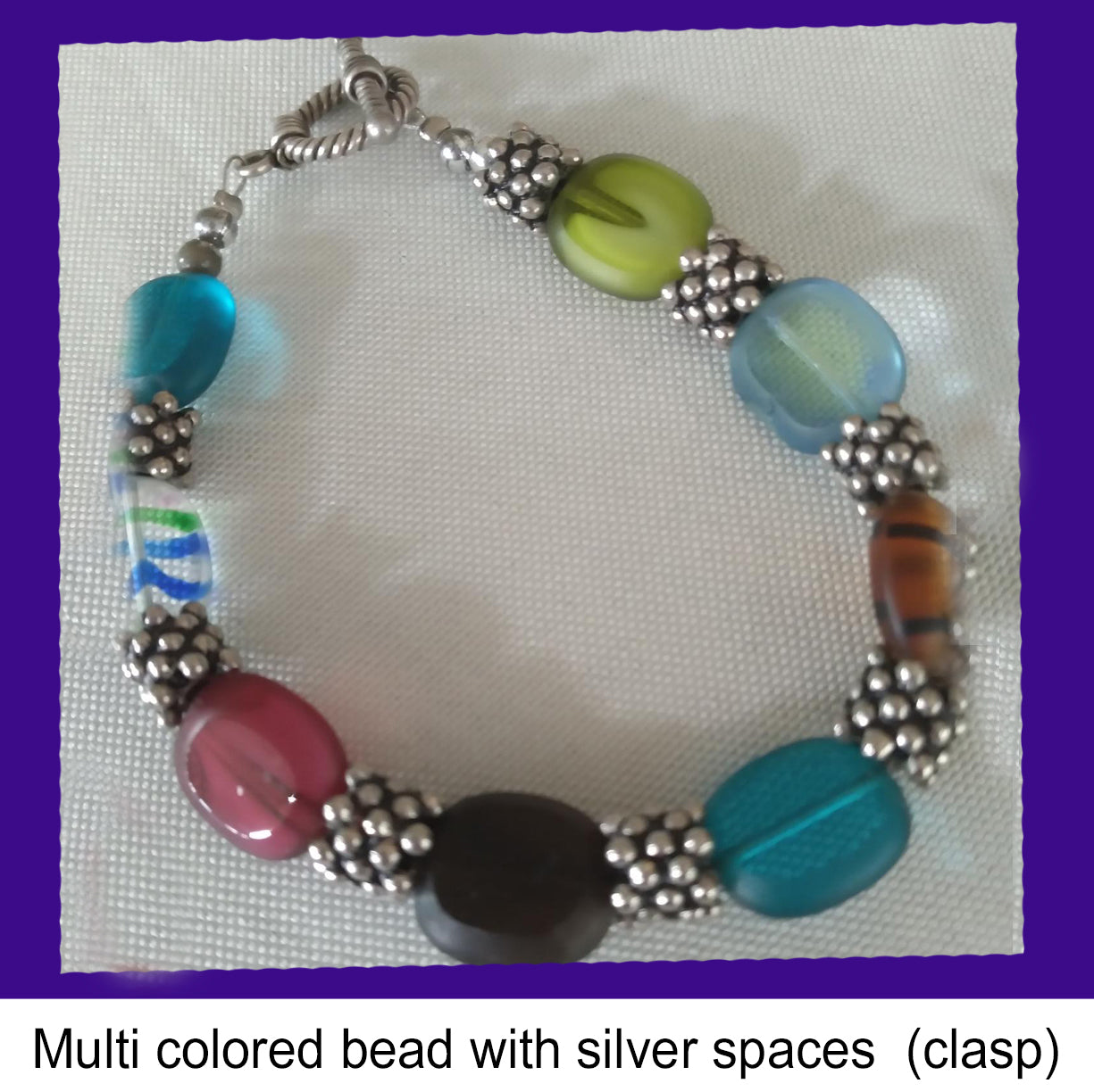 Multicolored beads with silver spaces (clasp)