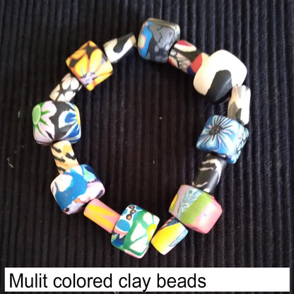 Multicolored clay beads (stretch)