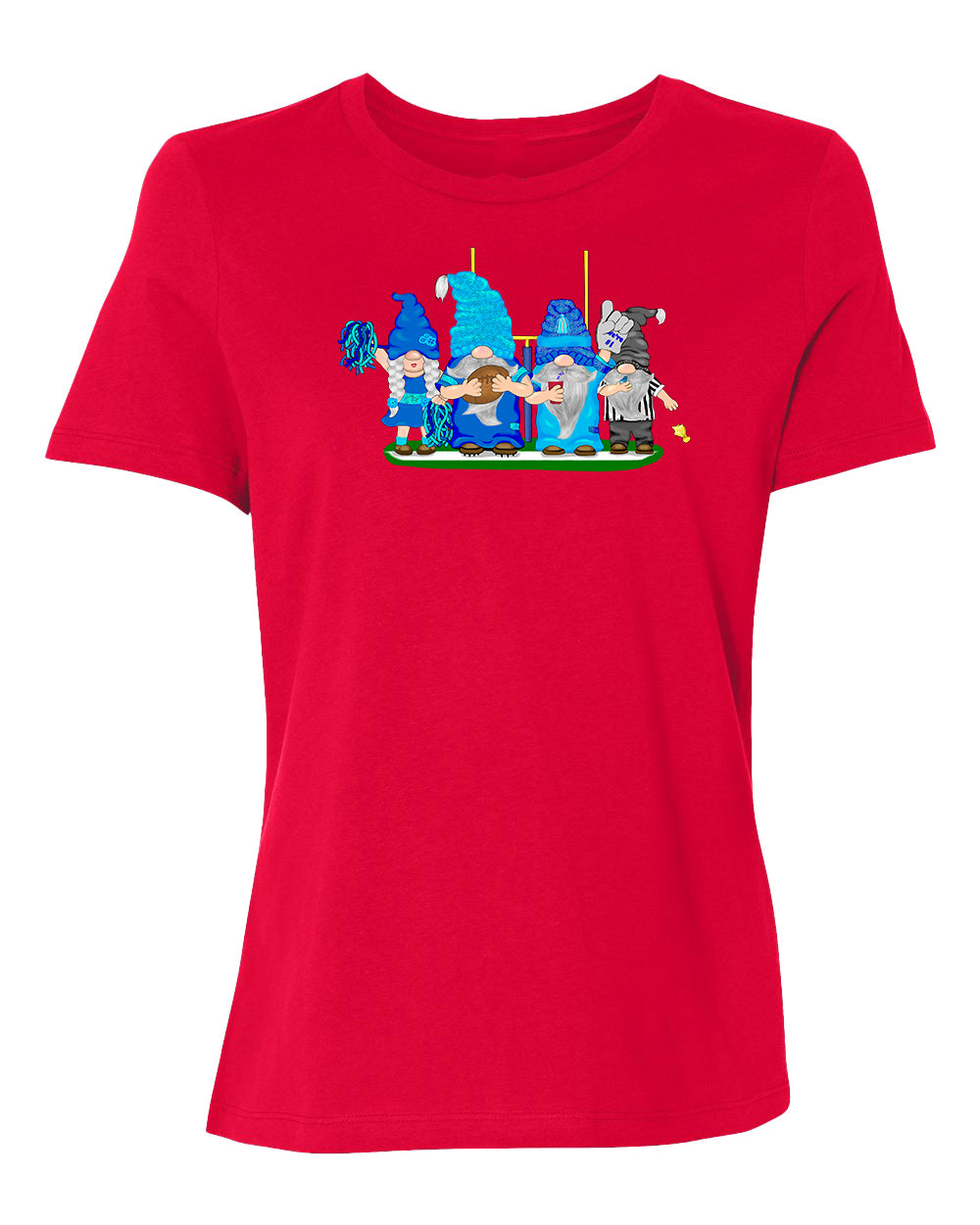 Navy & Blue Football Gnomes on Women's T-shirt (similar to Tennessee)