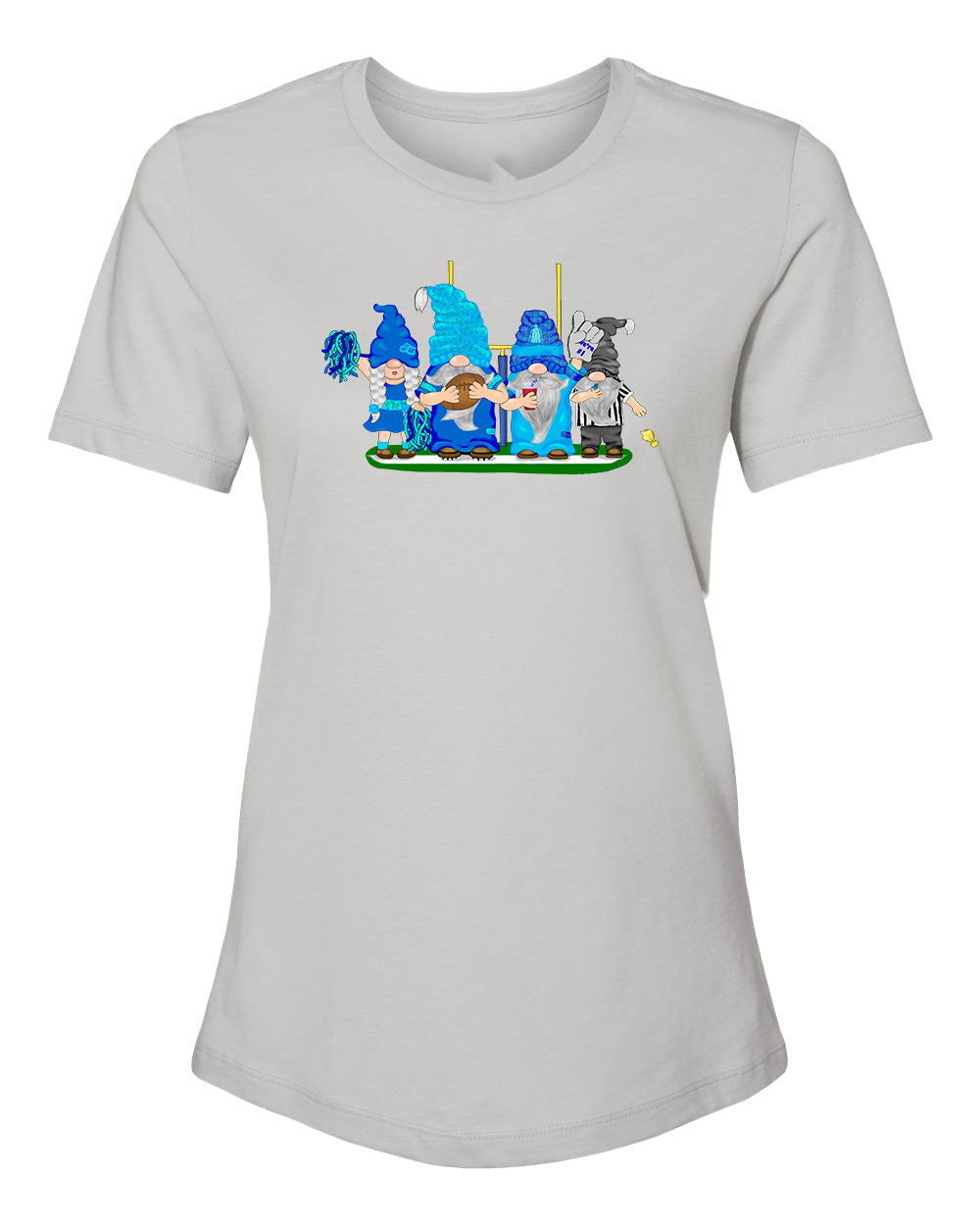 Navy & Blue Football Gnomes on Women's T-shirt (similar to Tennessee)