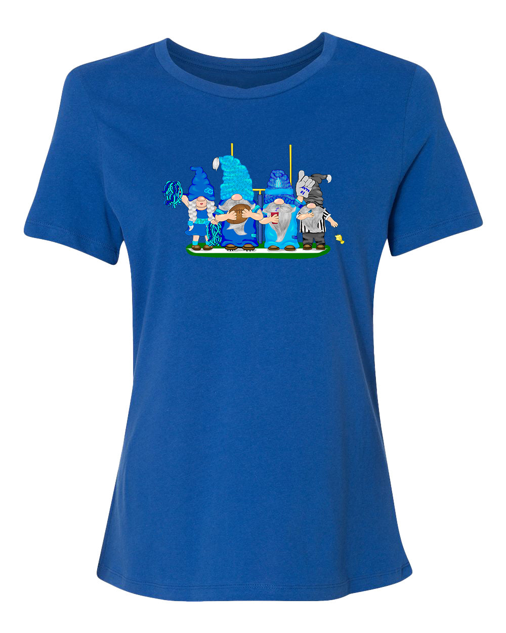 Navy & Blue Football Gnomes on Women's T-shirt (similar to Tennessee)