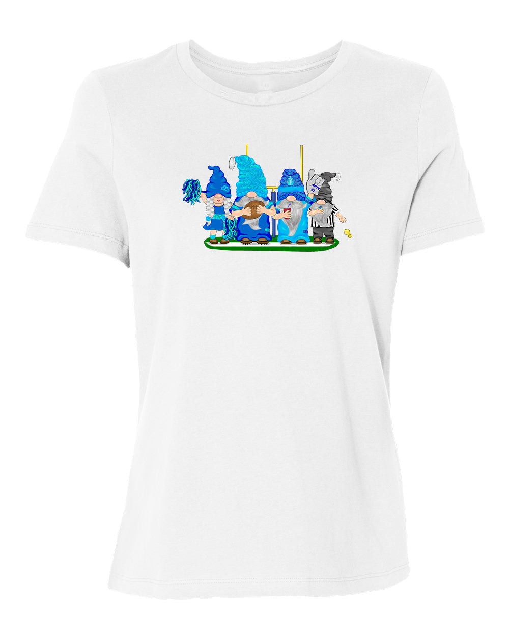 Navy & Blue Football Gnomes on Women's T-shirt (similar to Tennessee)