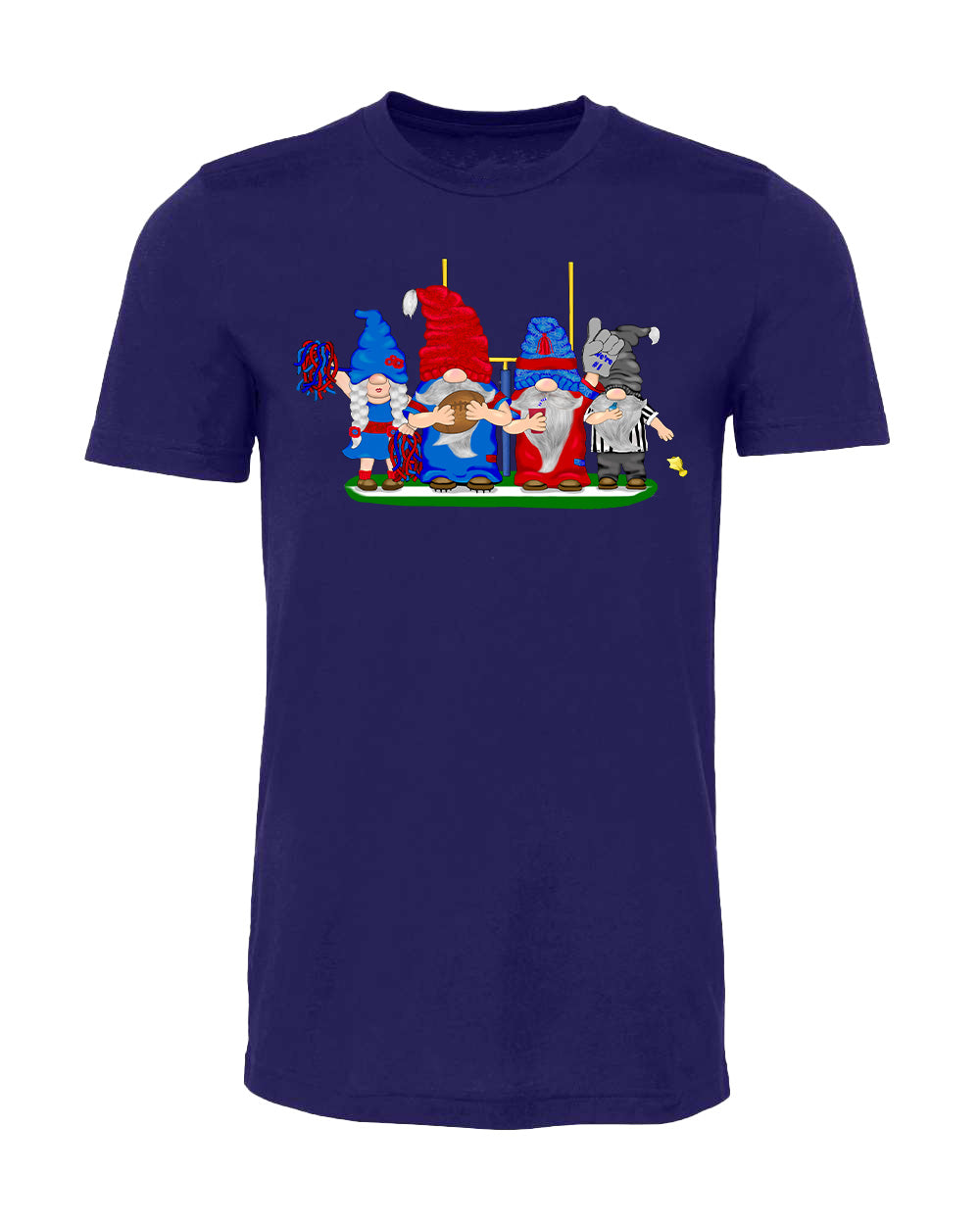 Navy & Red Football Gnomes on Men's T-shirt (similar to New England)