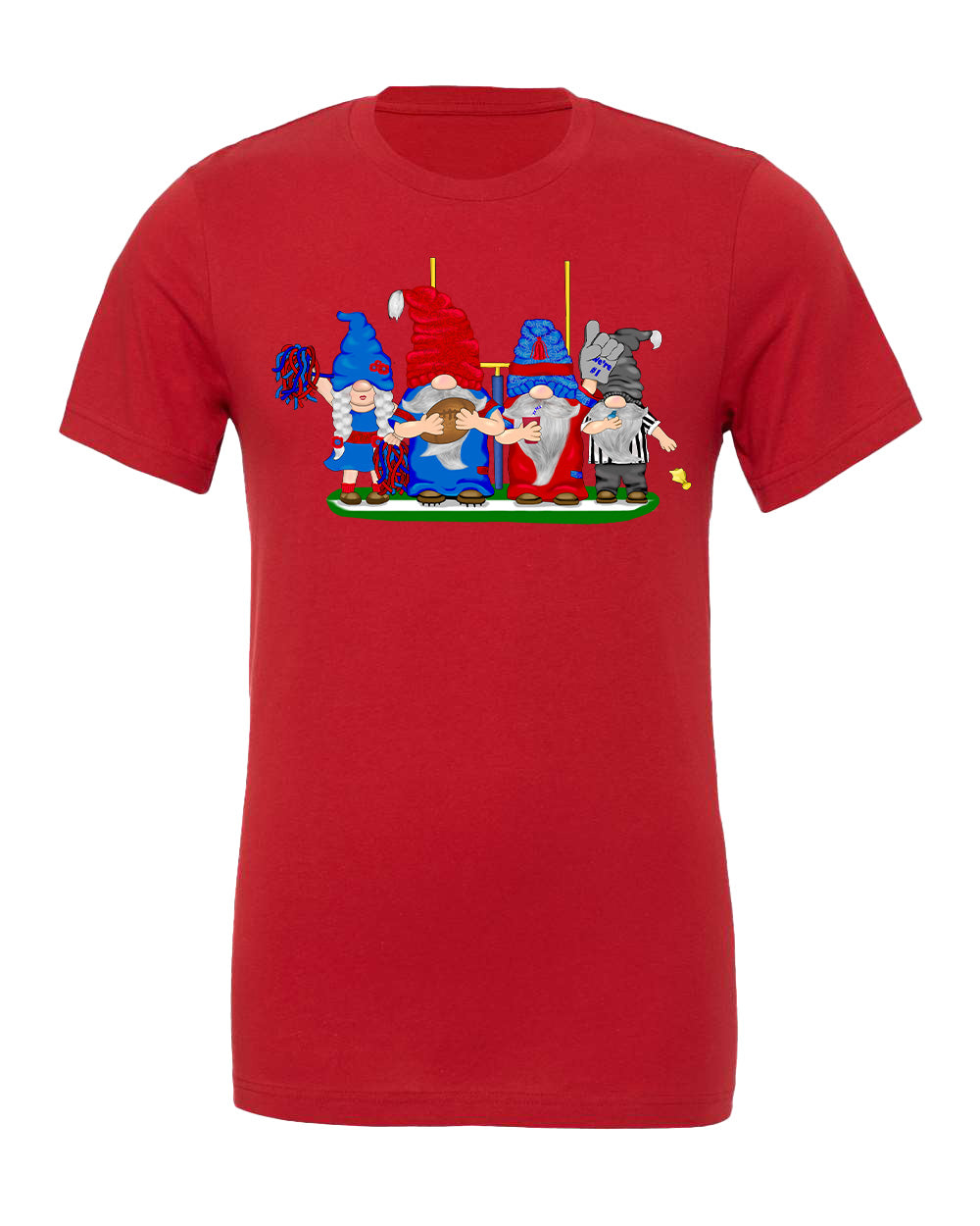 Navy & Red Football Gnomes on Men's T-shirt (similar to New England)