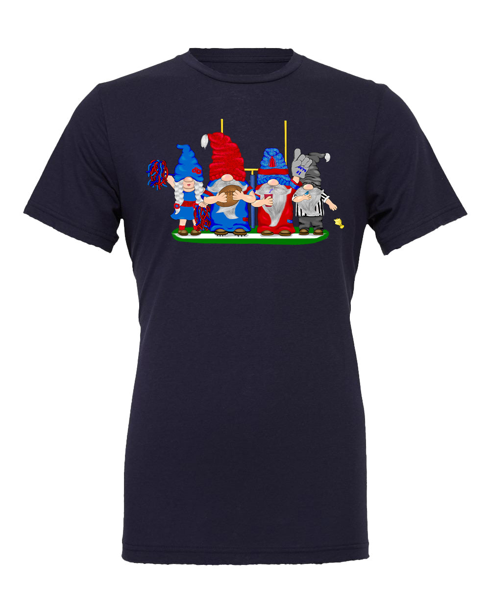 Navy & Red Football Gnomes on Men's T-shirt (similar to New England)