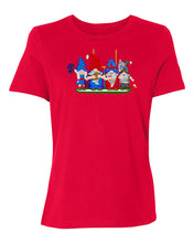 Load image into Gallery viewer, Navy &amp; Red Football Gnomes on Women&#39;s T-shirt (similar to New England)
