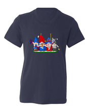 Load image into Gallery viewer, Navy &amp; Red Football Gnomes  (similar to New England) on Kids T-shirt
