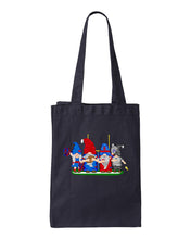 Load image into Gallery viewer, Navy &amp; Red Football Gnomes  (similar to New England) on Gusset Tote
