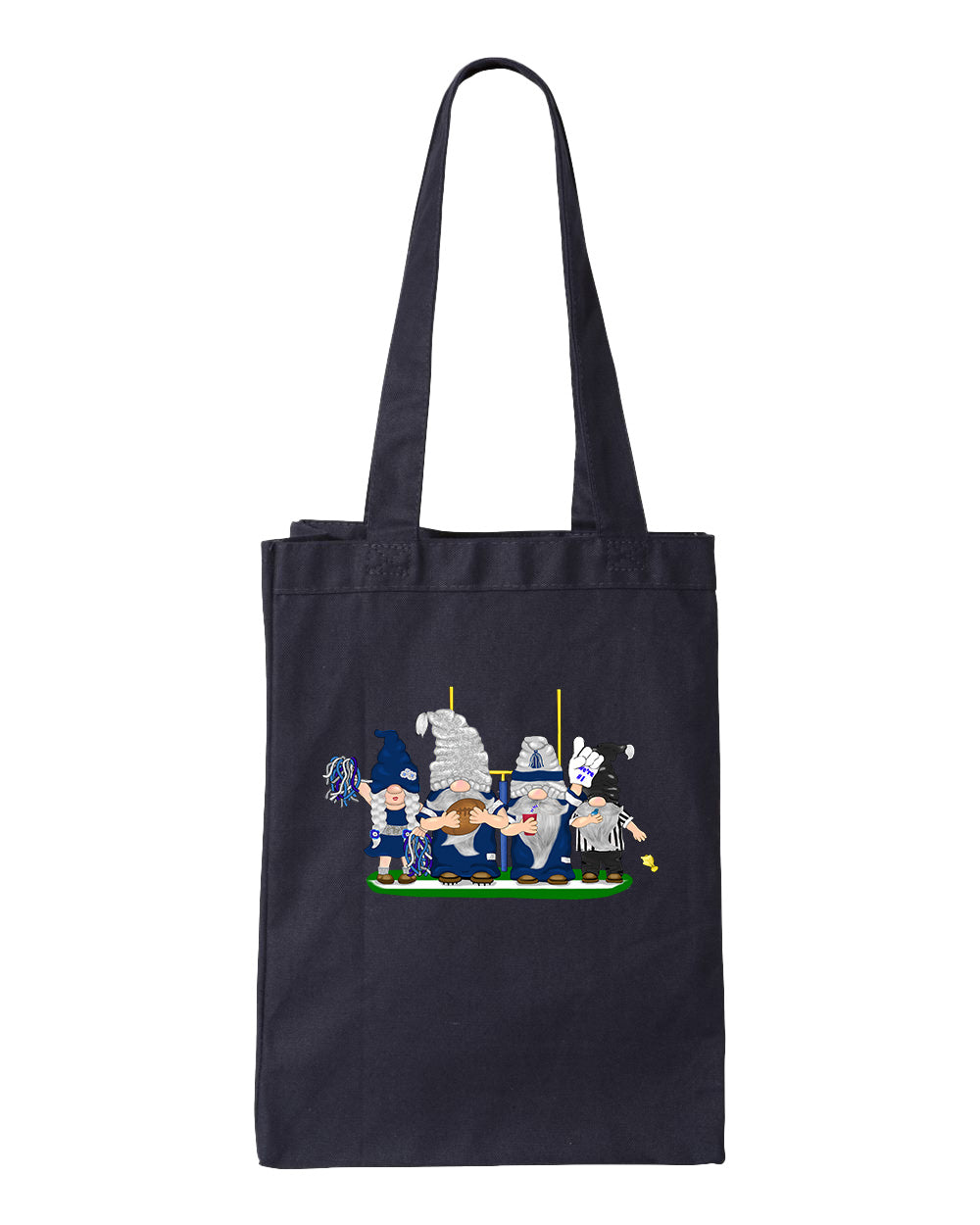 Navy & White Football Gnomes  (similar to Dallas) on Gusset Tote