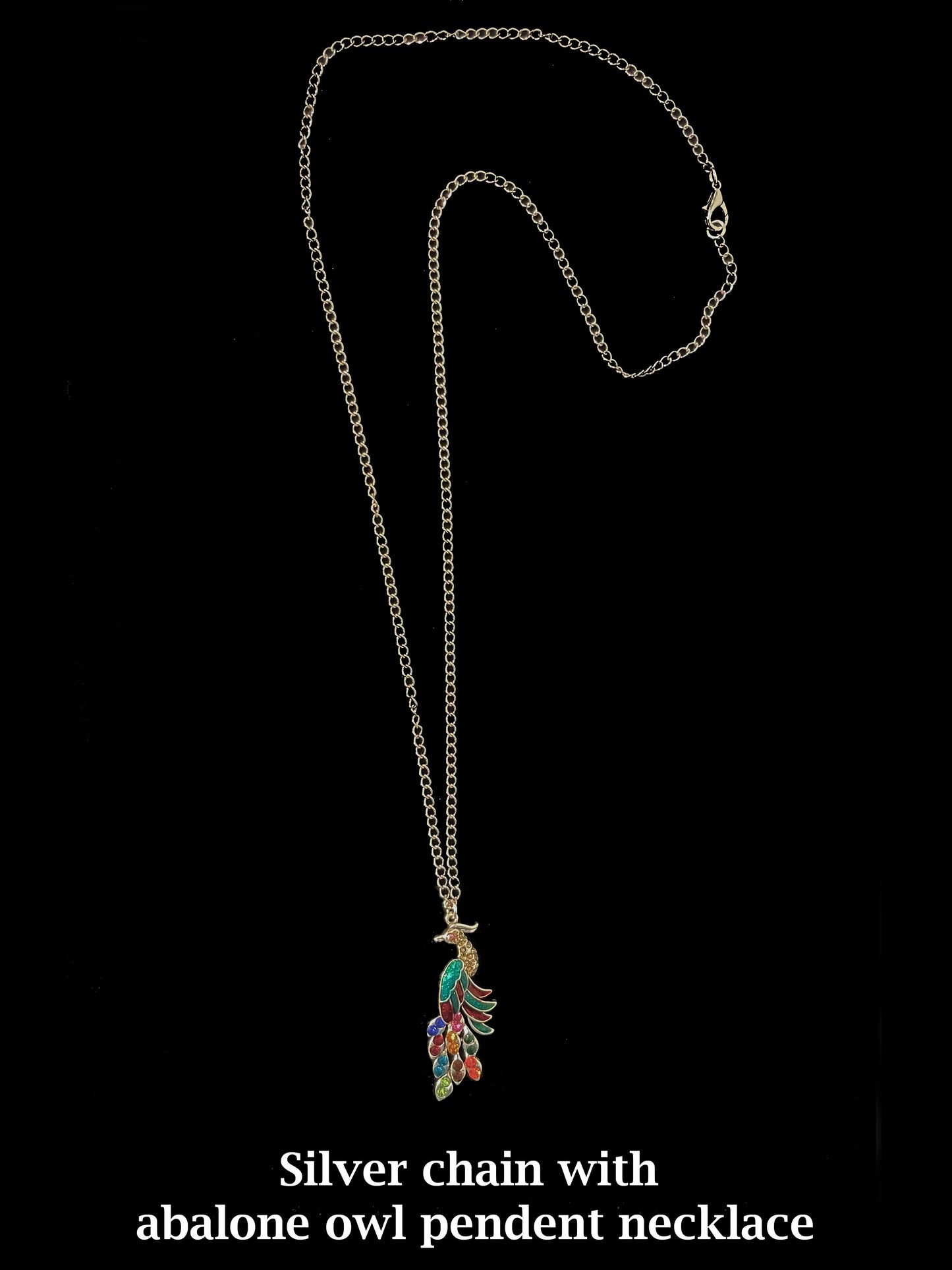 Silver chain with peacock pendant necklace