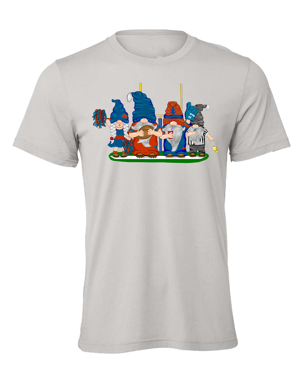 Orange & Blue Football Gnomes on Men's T-shirt (similar to Chicago)