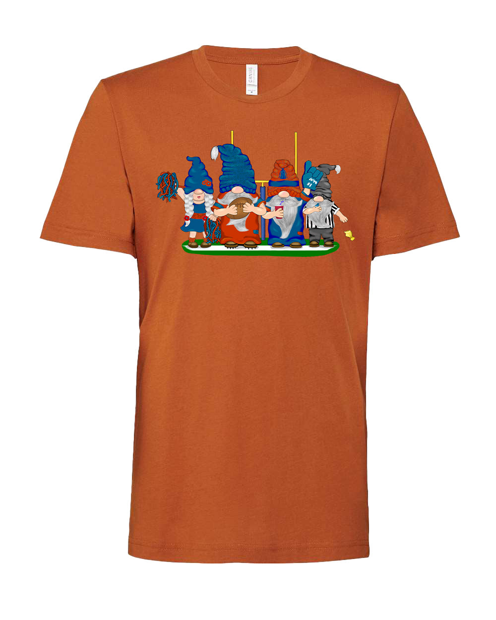 Orange & Blue Football Gnomes on Men's T-shirt (similar to Chicago)