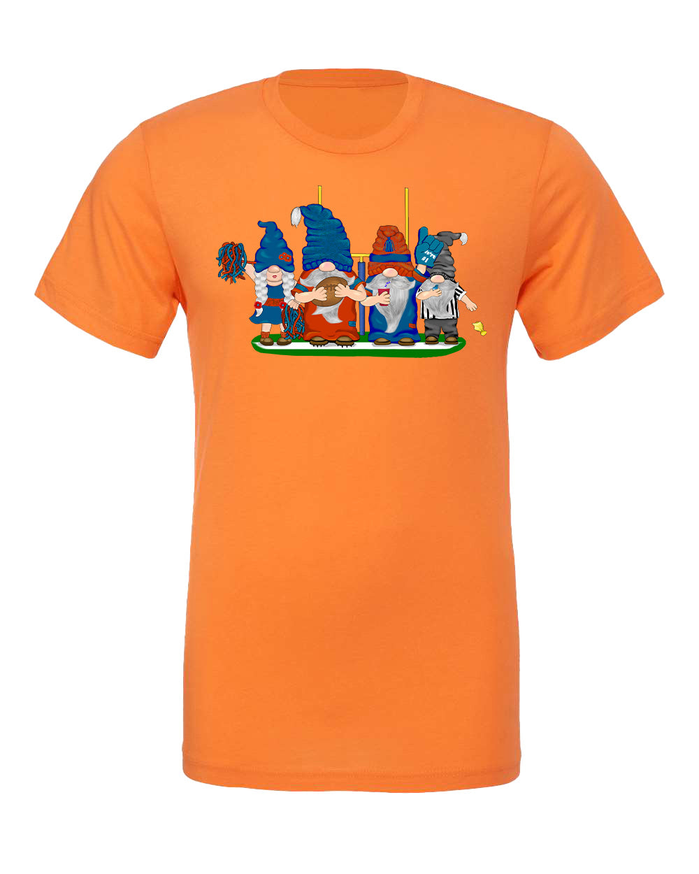 Orange & Blue Football Gnomes on Men's T-shirt (similar to Chicago)