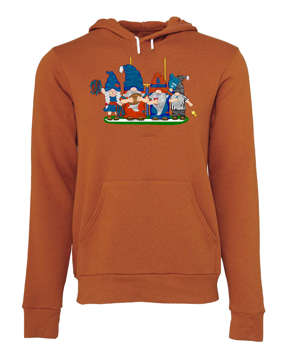 Orange & Blue Football Gnomes (similar to Chicago) on Unisex Hoodie