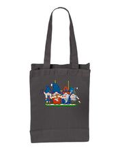 Load image into Gallery viewer, Orange &amp; Blue Football Gnomes  (similar to Chicago) on Gusset Tote
