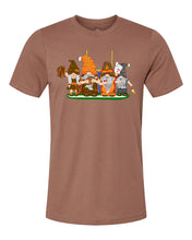 Load image into Gallery viewer, Orange &amp; Brown Football Gnomes on Men&#39;s T-shirt (similar to Cleveland)
