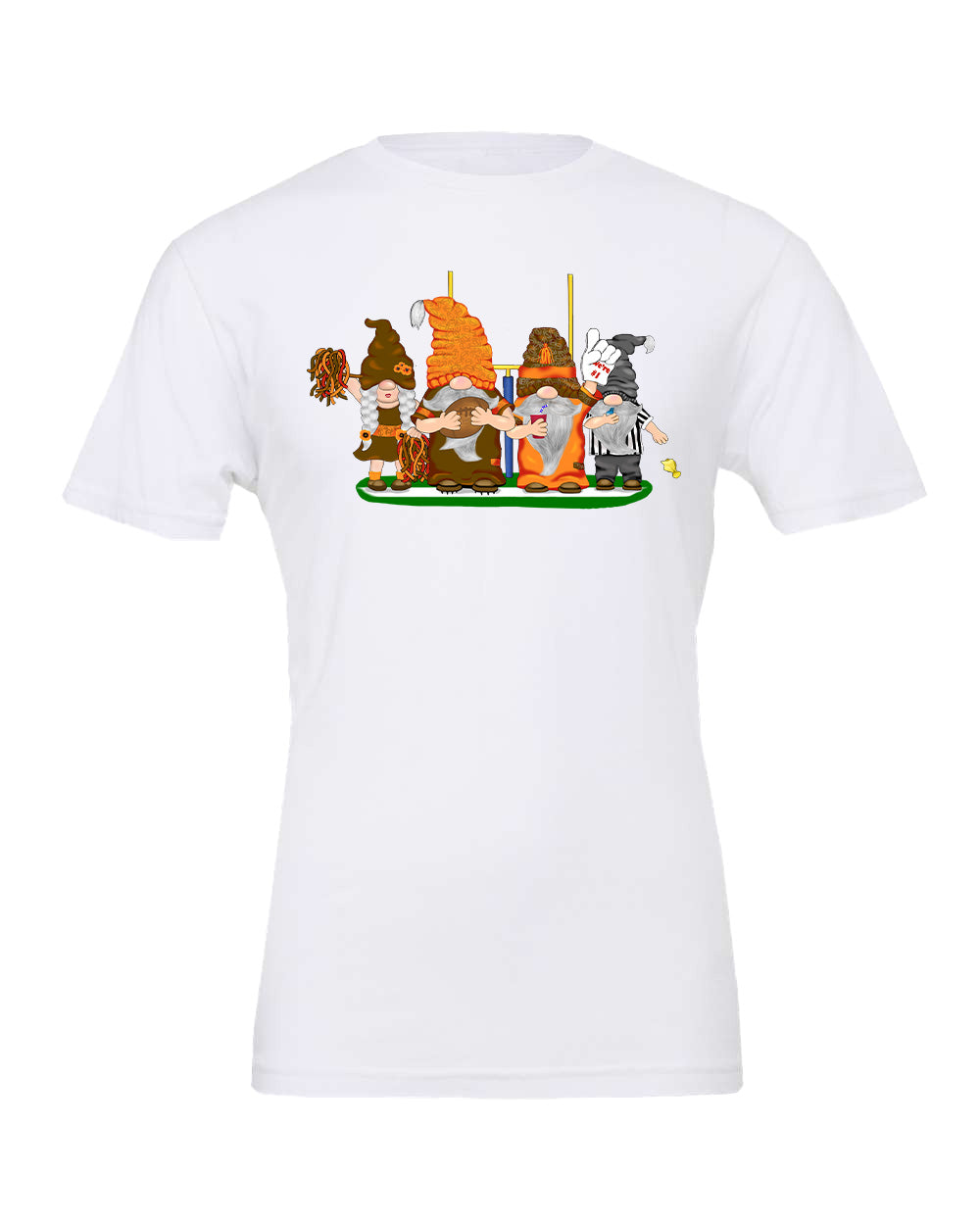 Orange & Brown Football Gnomes on Men's T-shirt (similar to Cleveland)