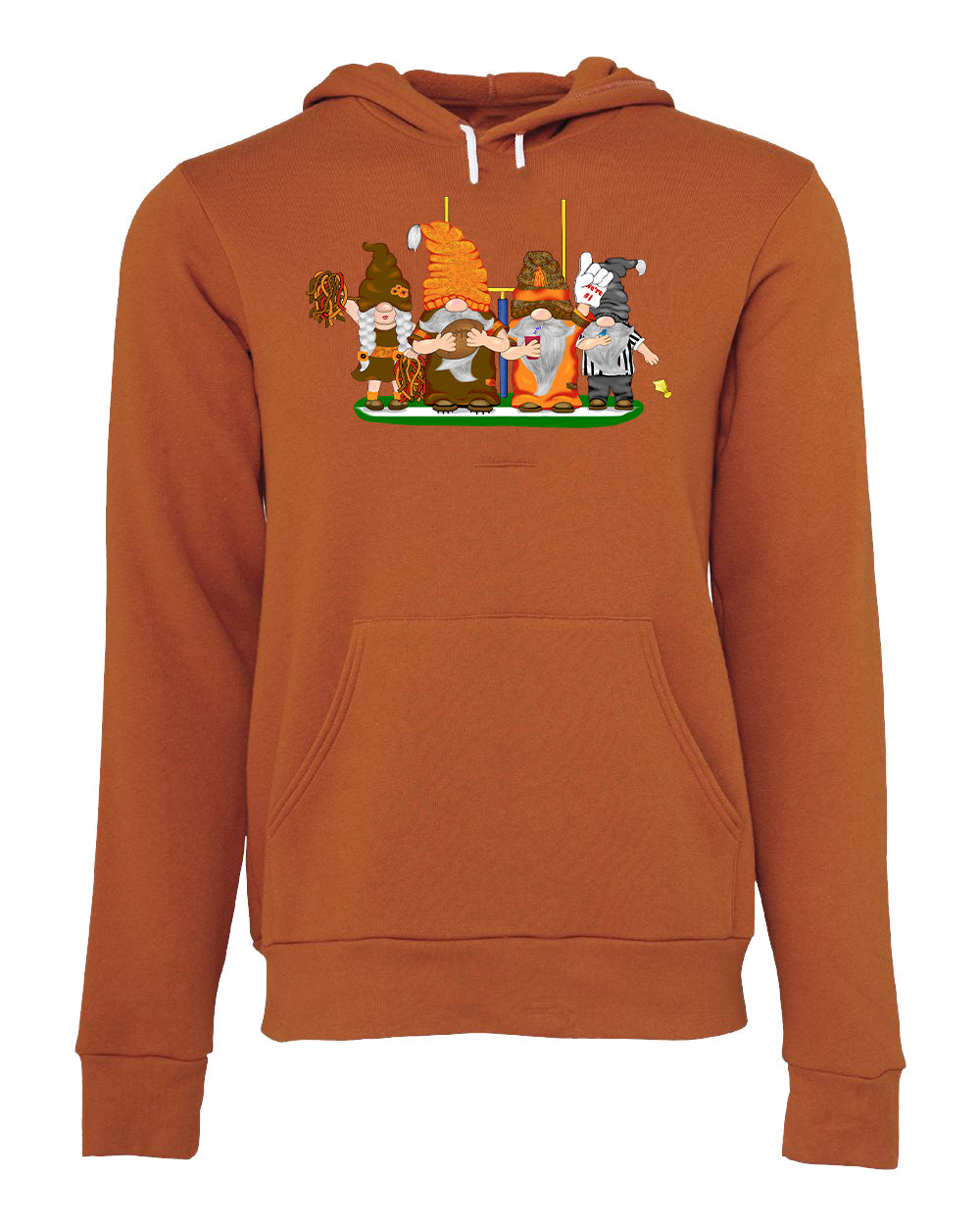 Orange & Brown Football Gnomes (similar to Cleveland) on Unisex Hoodie