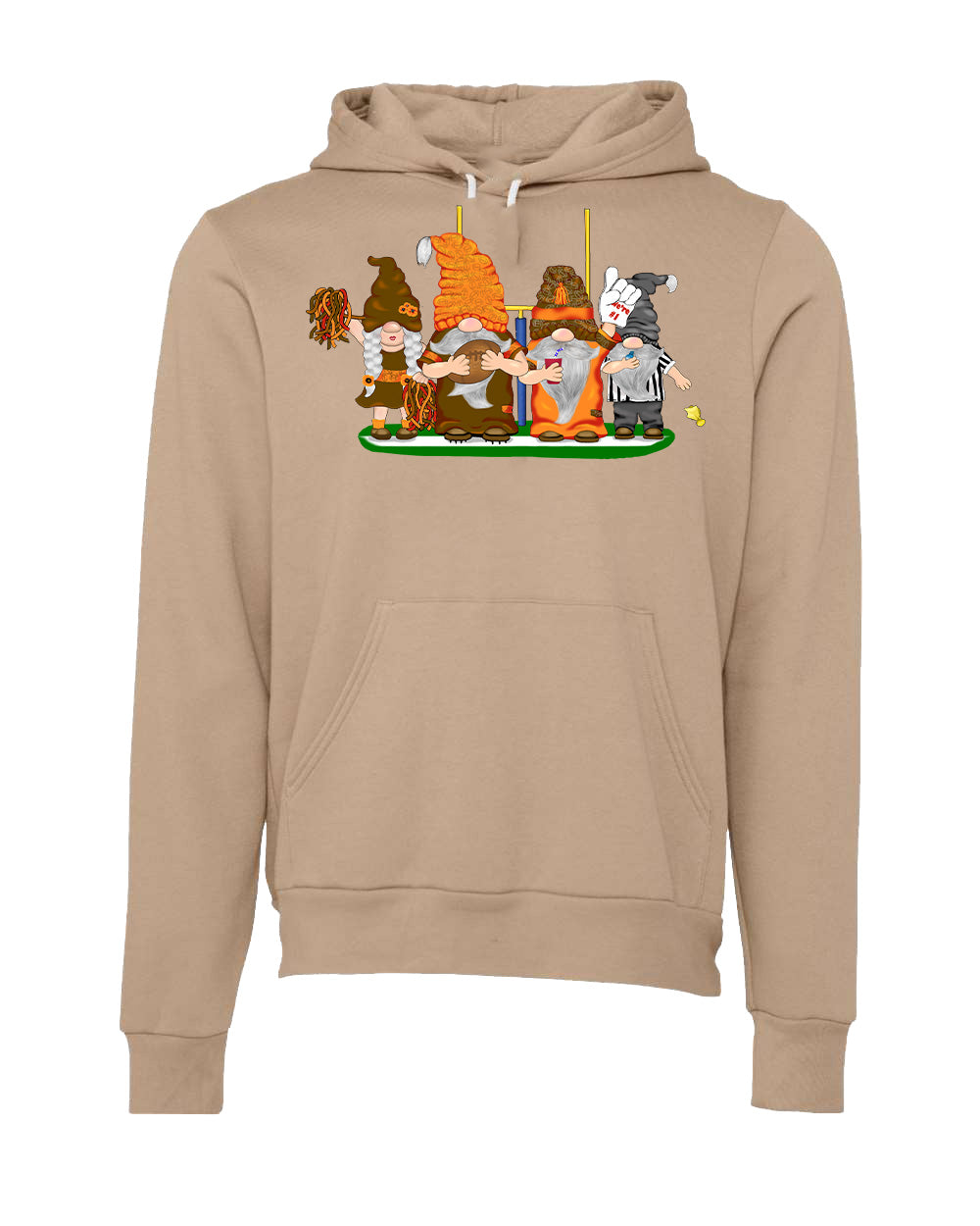 Orange & Brown Football Gnomes (similar to Cleveland) on Unisex Hoodie