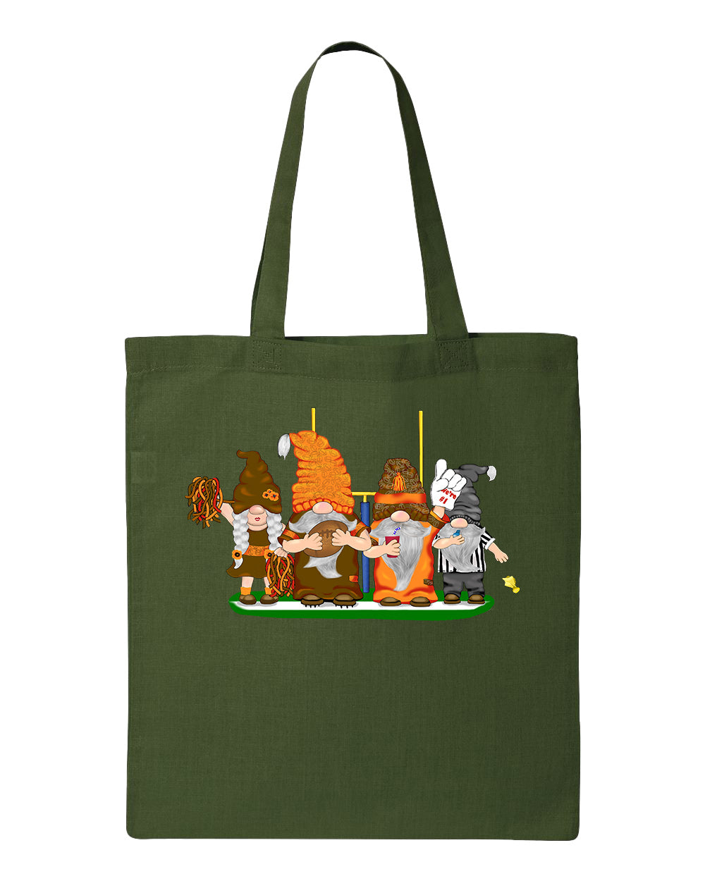 Orange & Brown Football Gnomes  (similar to Cleveland) on Tote