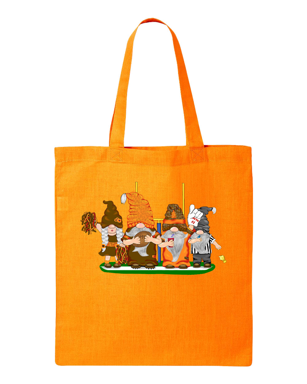 Orange & Brown Football Gnomes  (similar to Cleveland) on Tote