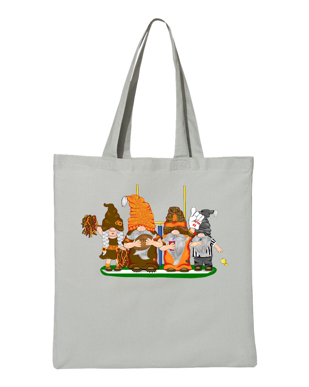 Orange & Brown Football Gnomes  (similar to Cleveland) on Tote