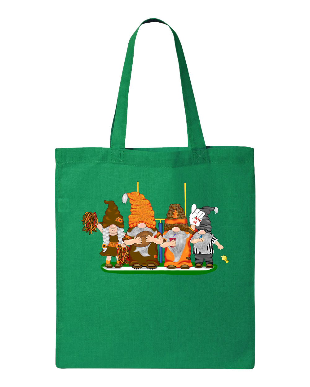 Orange & Brown Football Gnomes  (similar to Cleveland) on Tote