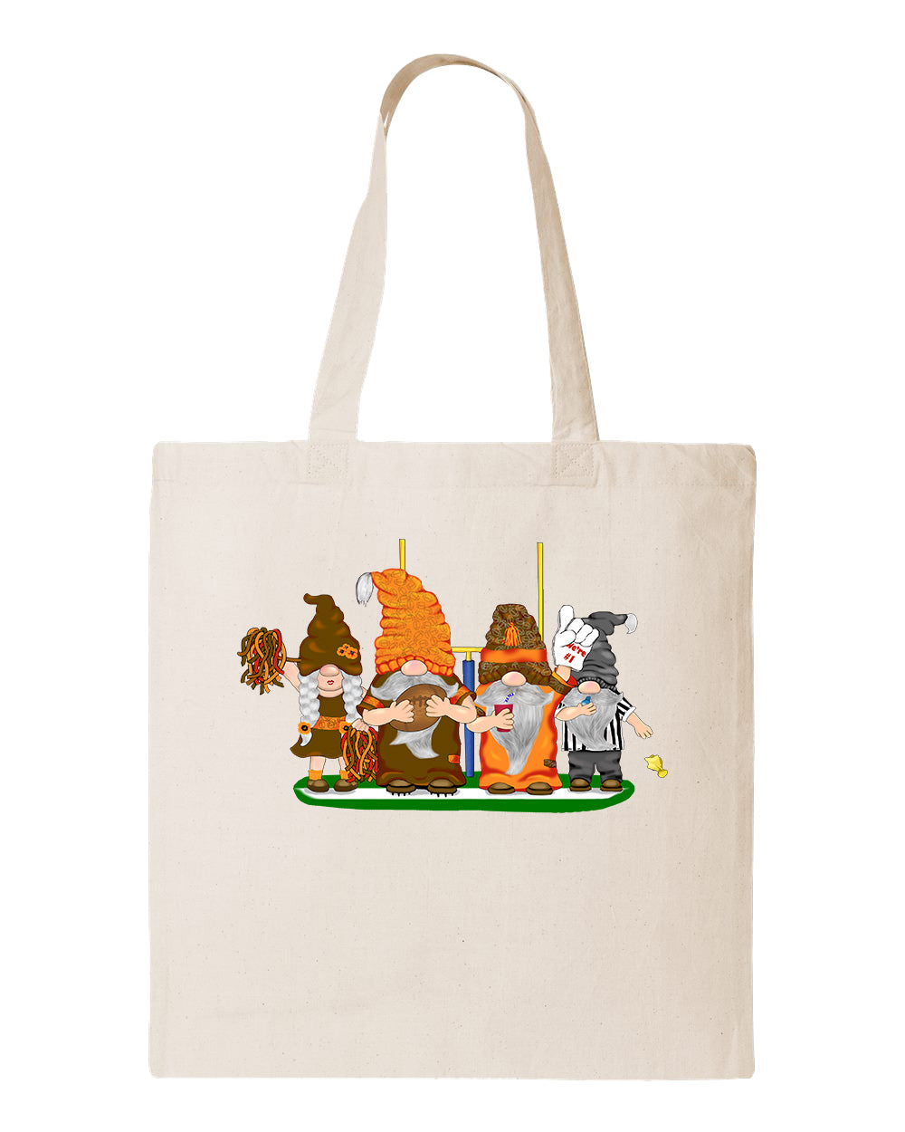 Orange & Brown Football Gnomes  (similar to Cleveland) on Tote