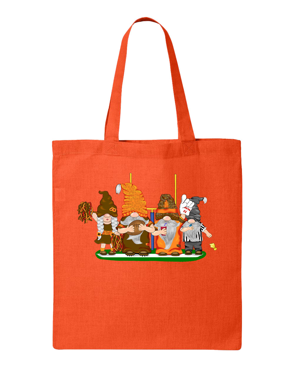 Orange & Brown Football Gnomes  (similar to Cleveland) on Tote