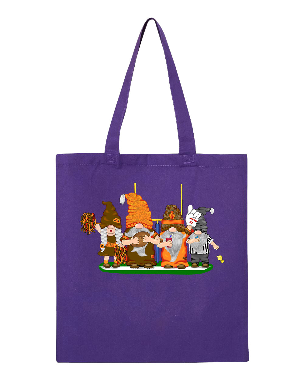 Orange & Brown Football Gnomes  (similar to Cleveland) on Tote