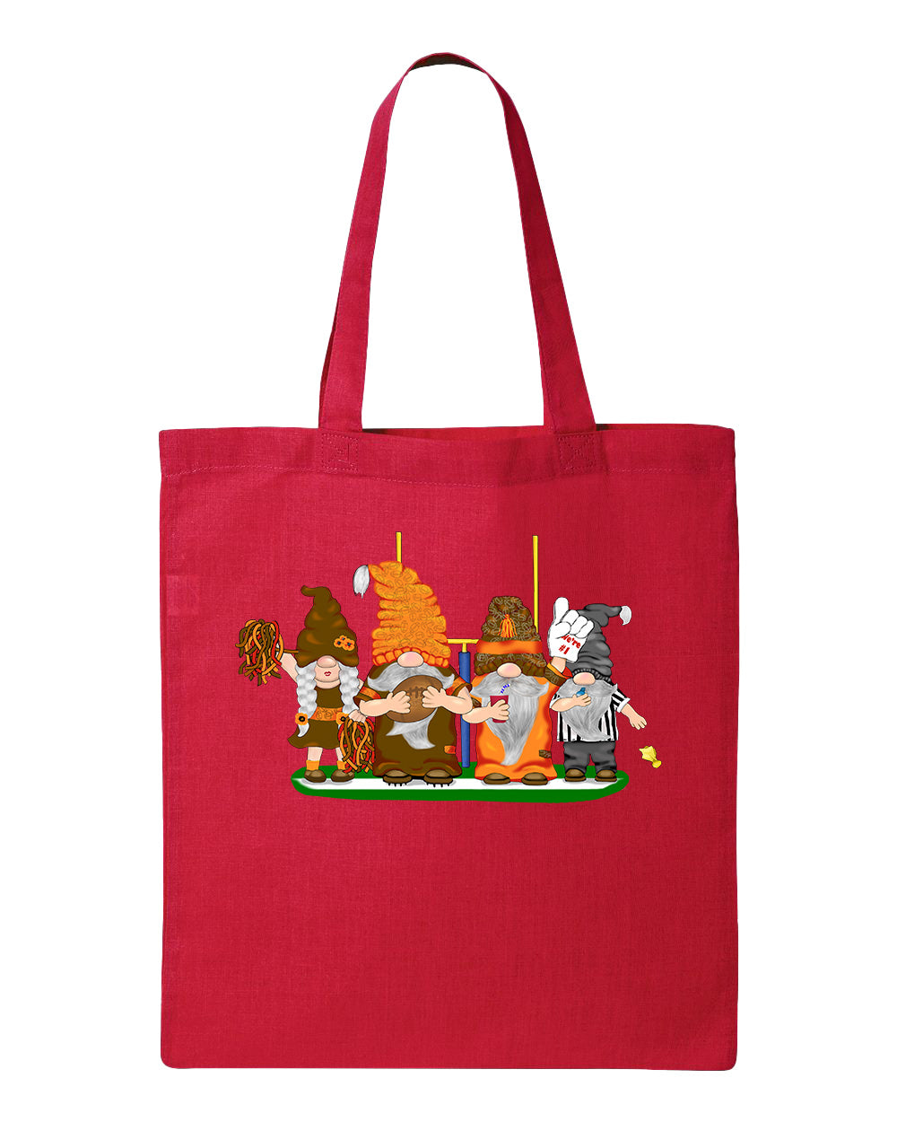 Orange & Brown Football Gnomes  (similar to Cleveland) on Tote