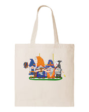 Load image into Gallery viewer, Orange &amp; Navy Football Gnomes  (similar to Denver) on Tote
