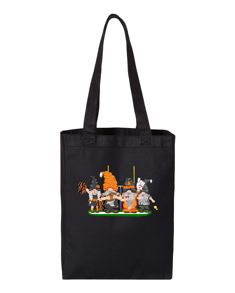 Black & Orange Football Gnomes  (similar to Cincinnati) on Gusset Tote