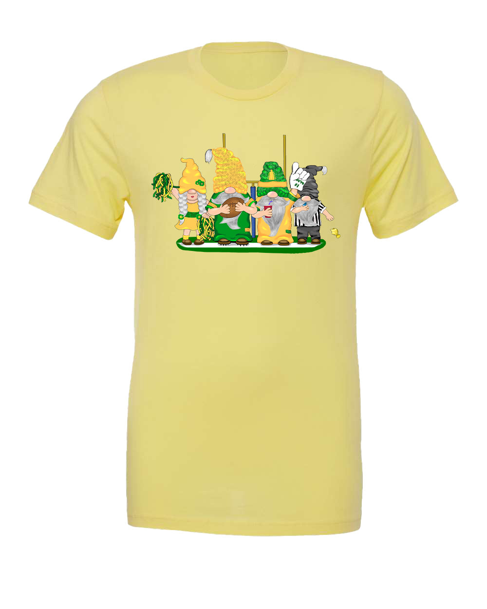 Green & Yellow Football Gnomes on Men's T-shirt (similar to Eugene)