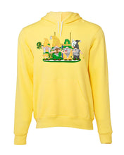 Load image into Gallery viewer, Green &amp; Yellow Football Gnomes (similar to Eugene) on Unisex Hoodie
