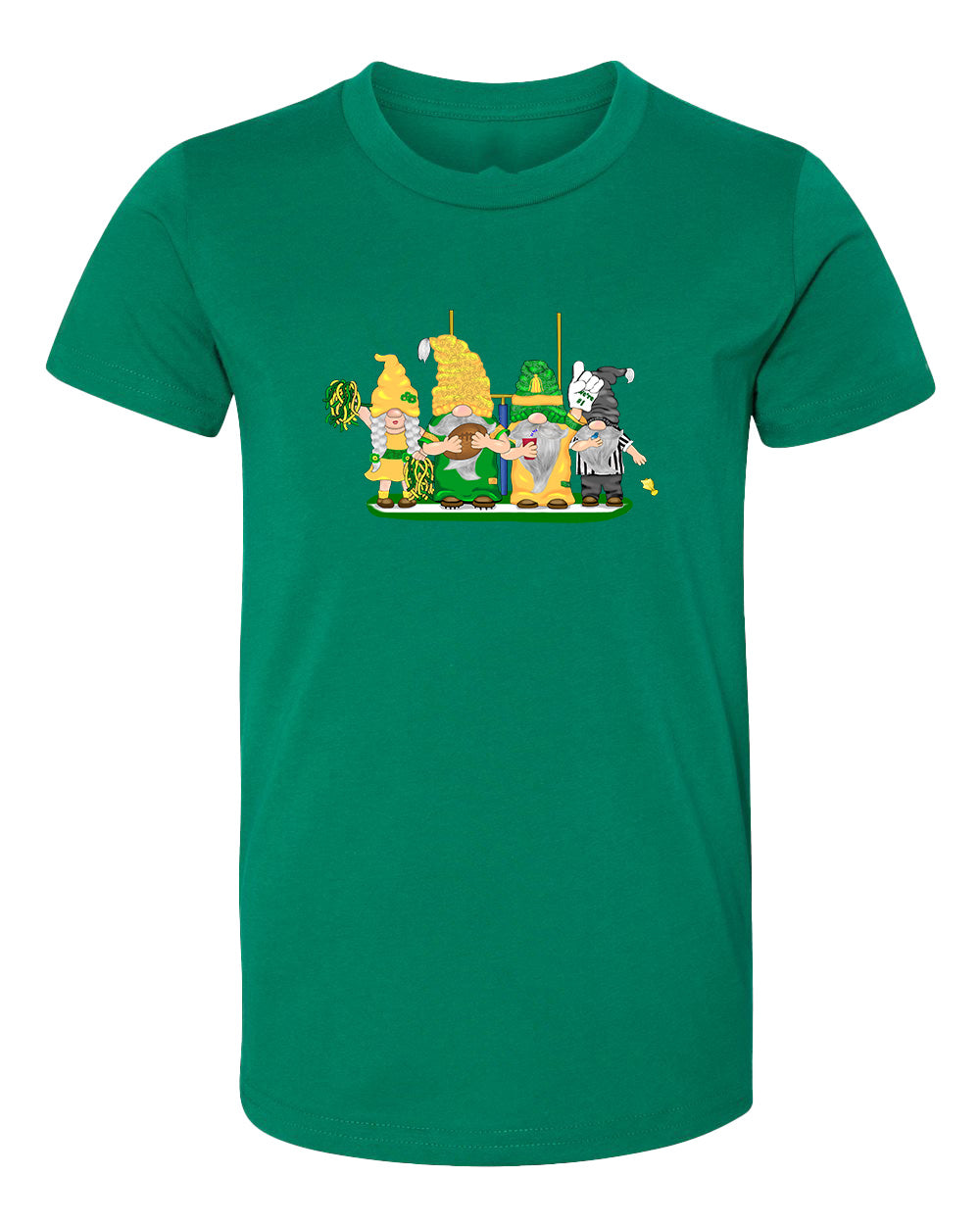 Green & Yellow Football Gnomes  (similar to Eugene) on Kids T-shirt