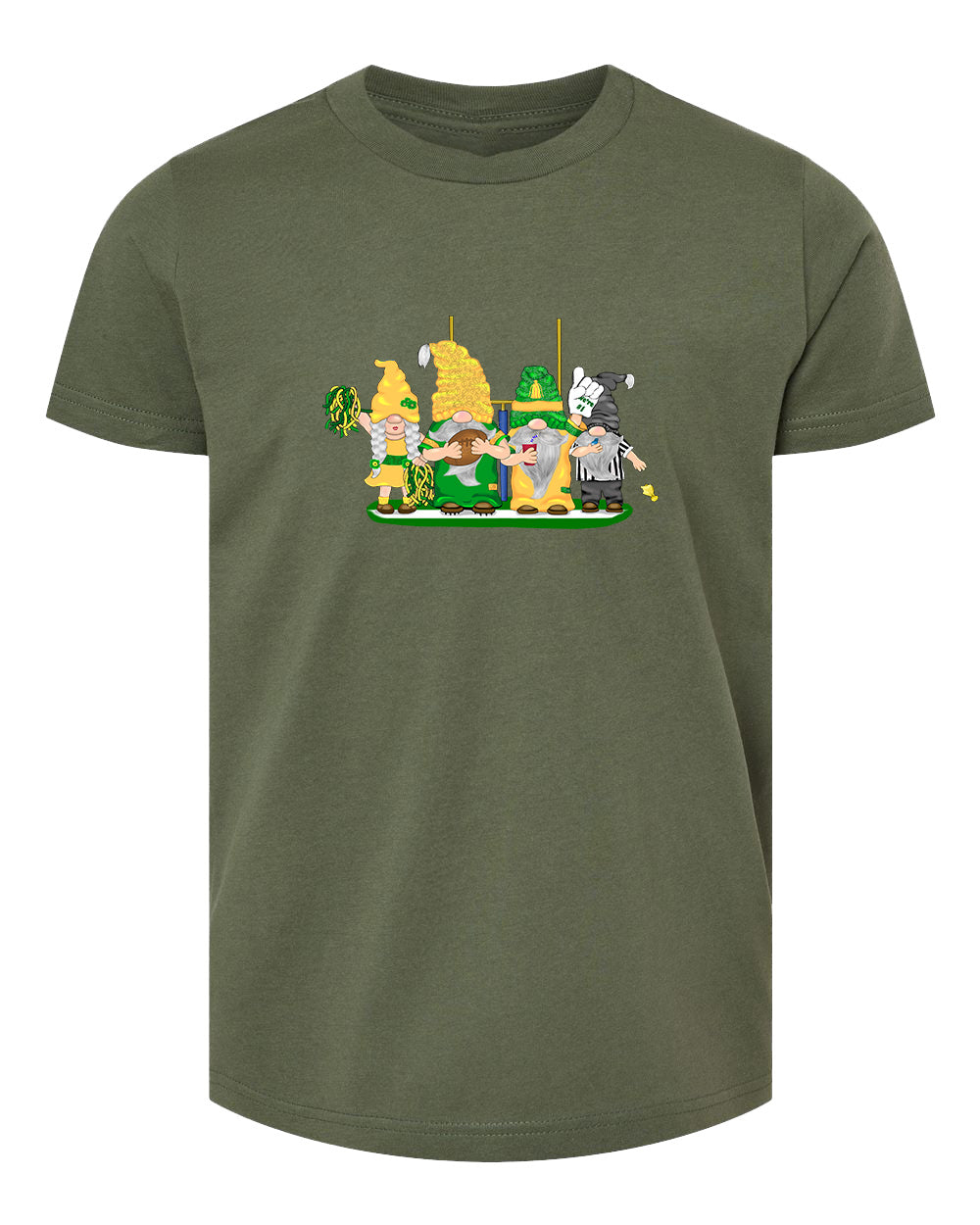 Green & Yellow Football Gnomes  (similar to Eugene) on Kids T-shirt