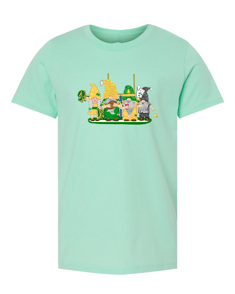 Green & Yellow Football Gnomes  (similar to Eugene) on Kids T-shirt