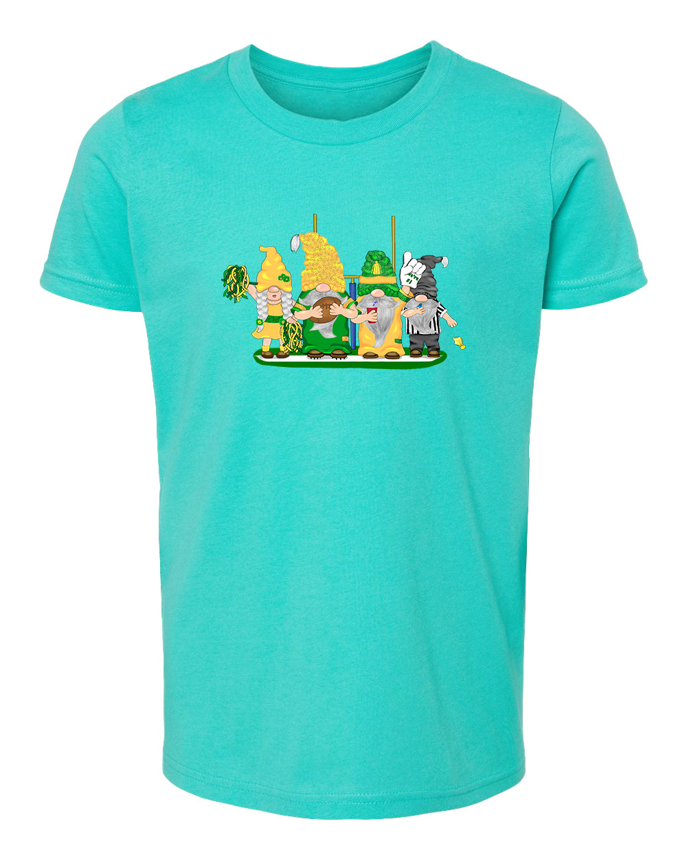 Green & Yellow Football Gnomes  (similar to Eugene) on Kids T-shirt