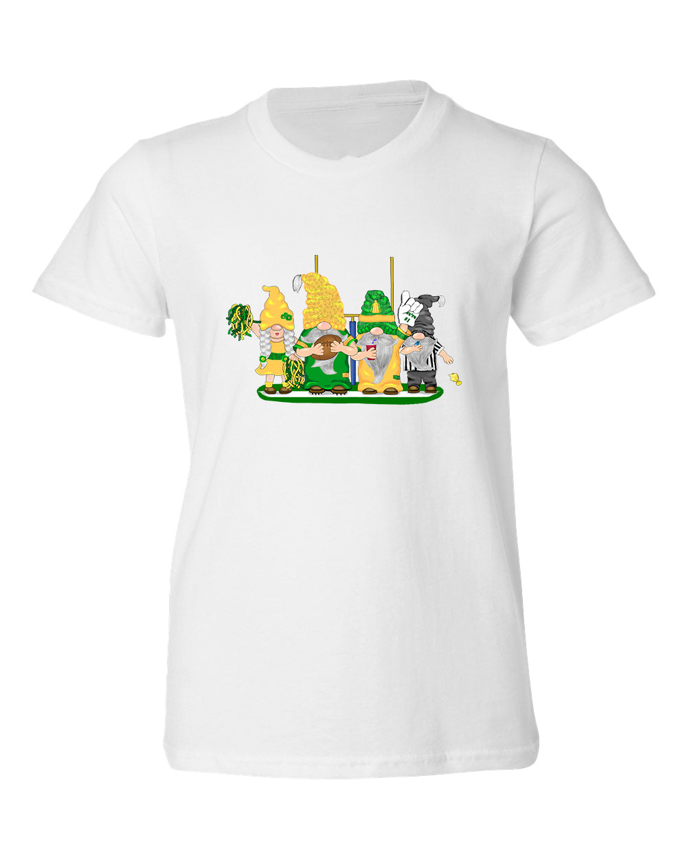 Green & Yellow Football Gnomes  (similar to Eugene) on Kids T-shirt