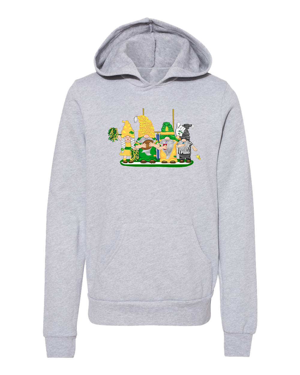 Green & Yellow Football Gnomes  (similar to Eugene) on Kids Hoodie