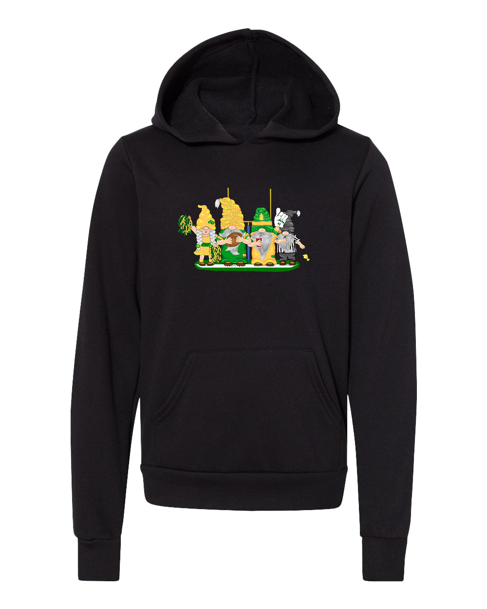 Green & Yellow Football Gnomes  (similar to Eugene) on Kids Hoodie