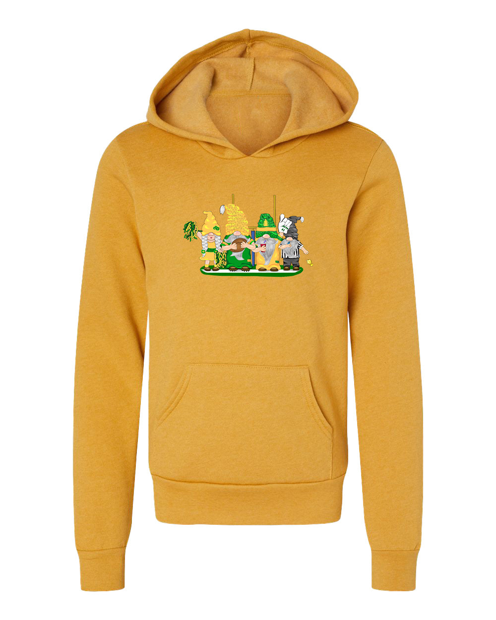 Green & Yellow Football Gnomes  (similar to Eugene) on Kids Hoodie