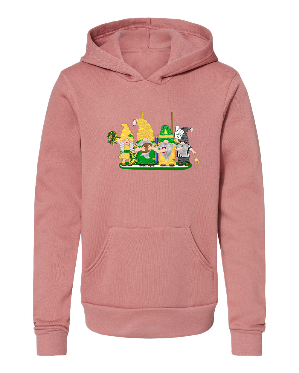 Green & Yellow Football Gnomes  (similar to Eugene) on Kids Hoodie