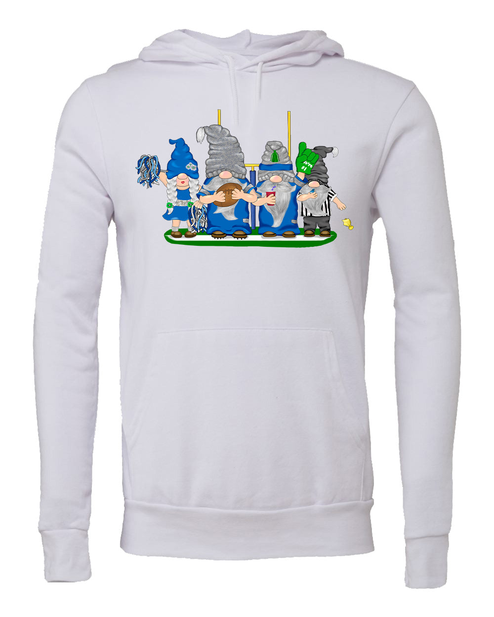 Pacific Blue & Navy Football Gnomes (similar to Seattle) on Unisex Hoodie