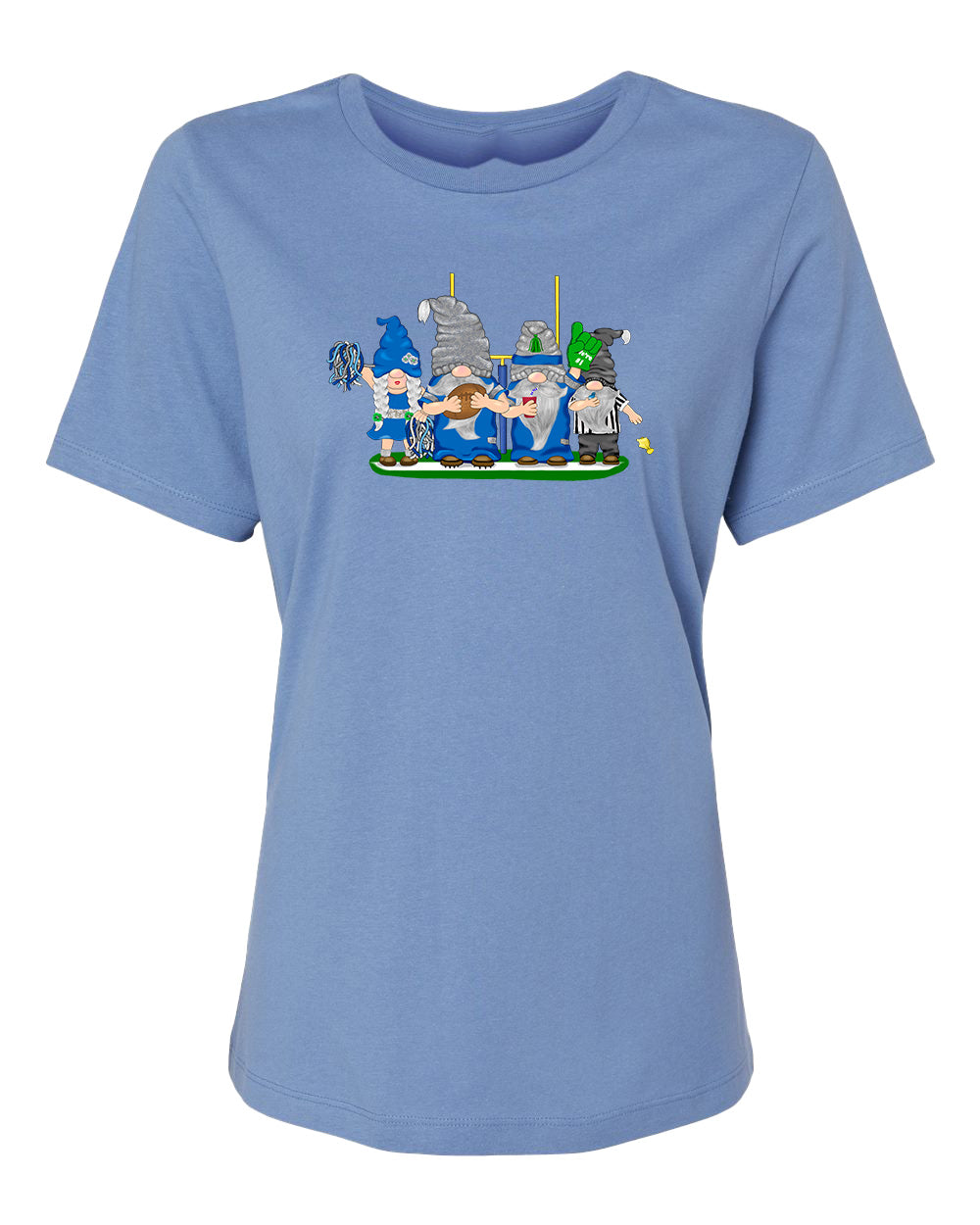 Pacific Blue & Navy Football Gnomes on Women's T-shirt (similar to Seattle)